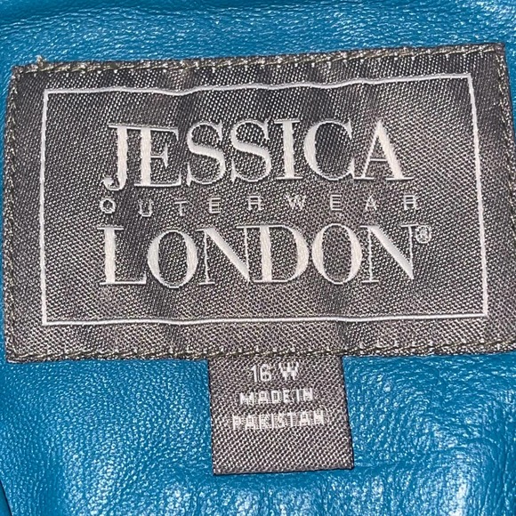 JESSICA LONDON GENUINE LEATHER BLUE LIGHTWEIGHT JACKET 16W - Picture 5 of 7